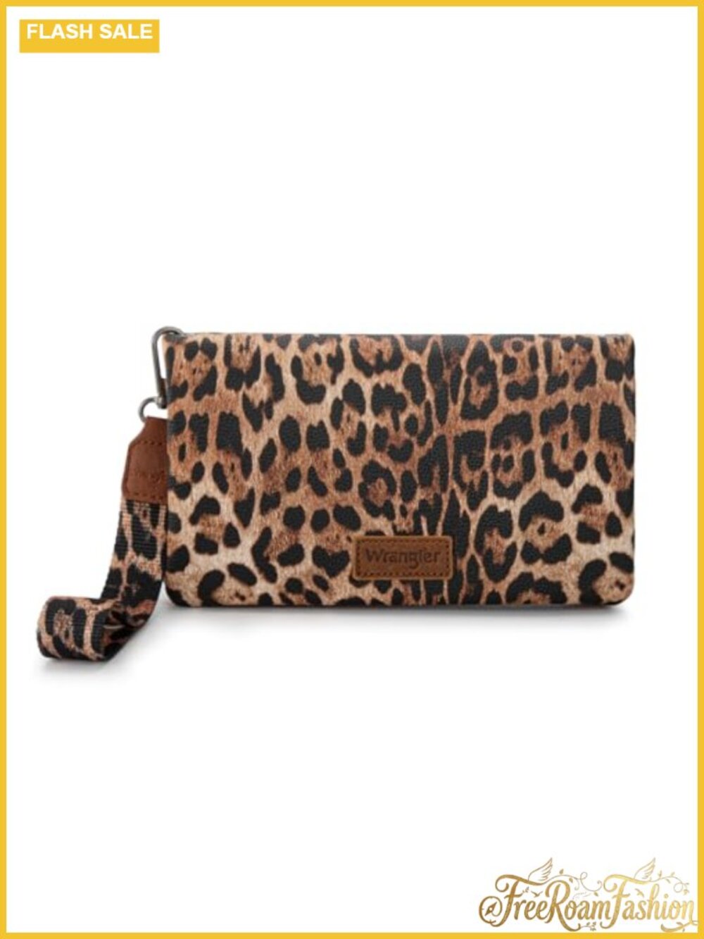 RFID Blocking Bifold Wallet Crossbody Wristlet Leopard Print Small Clutch